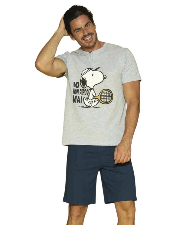 Sabor Snoopy PNM4509 Herren-Pyjama, kurzärmlig, Baumwolljersey SNOOPY